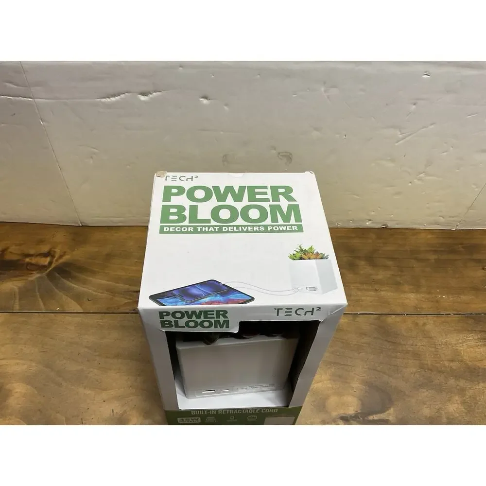 Tech2 Power Bloom Charging Decorative Plant with Built-in retractable USB-A & C2